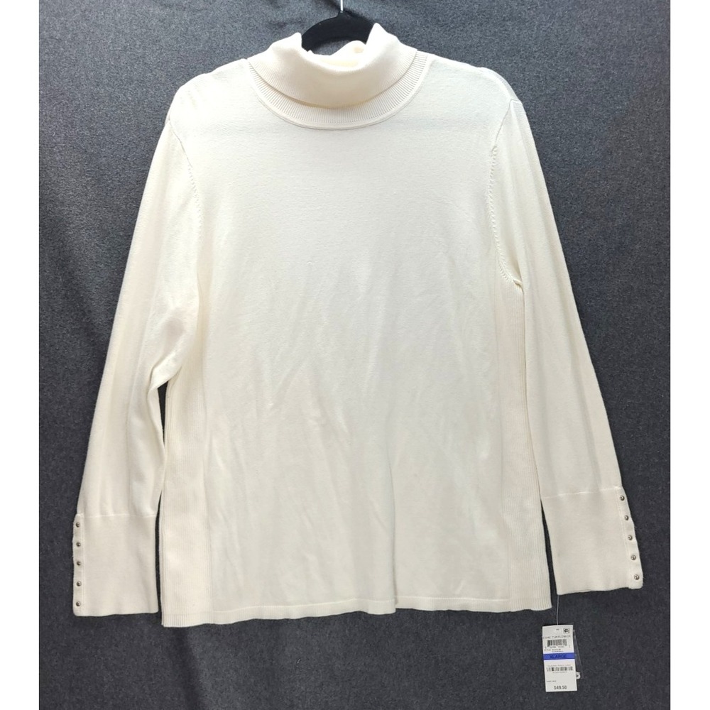 J&M Collection Core Turtleneck XL Off White Nwt